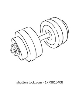Sketch dumbbell weight, dumbbells, vector sketch illustration