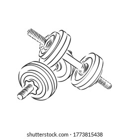 Sketch dumbbell weight, dumbbells, vector sketch illustration