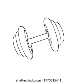 Sketch dumbbell weight, dumbbells, vector sketch illustration