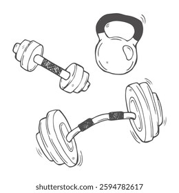 Sketch dumbbell weight illustration in vector