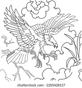Sketch of an eagle that will pounce on its prey
