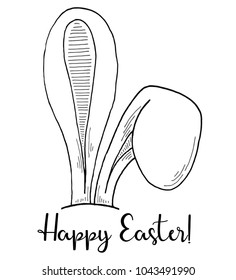 Sketch of the ears of the Easter bunny. Vector. Happy easter.