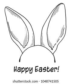 Sketch of the ears of the Easter bunny. Vector. Happy easter.