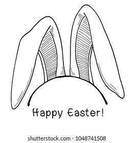 Sketch of the ears of the Easter bunny. Vector. Happy easter.