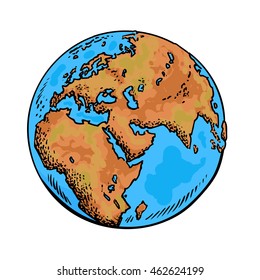 Sketch of the Earth. Hand drawn vector illustration isolated on white background.