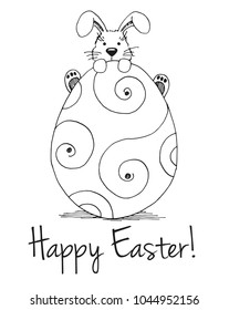 Sketch of Easter bunny and Easter egg. Vector. Happy easter.