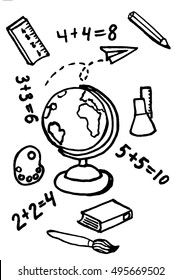 sketch of education doddle elements on notebook.