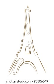 Sketch of the Eiffel Tower golden brush