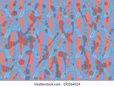 Sketch Eiffel tower, vector vintage seamless pattern