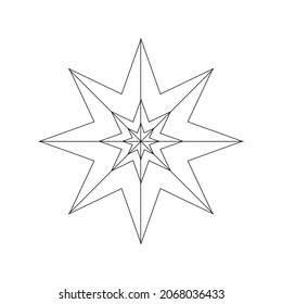 a sketch of an eight angle star in black and white