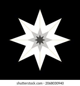 sketch of an eight coal star in white and gray tones