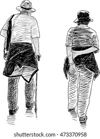 sketch of the elderly spouses