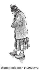 Sketch of an elderly woman with a hairstyle