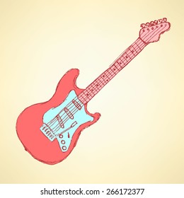 Sketch electric guitar musical instrument, background