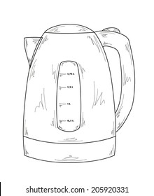sketch of the electric kettle, isolated, vector
