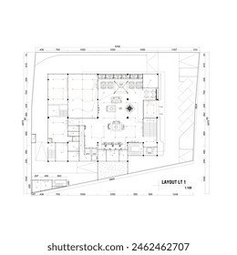 sketch of the electrical plan or light points of a large building