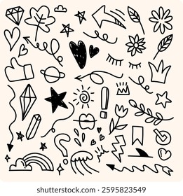 Sketch element line set. Abstract nature element decoration graphic icon set.