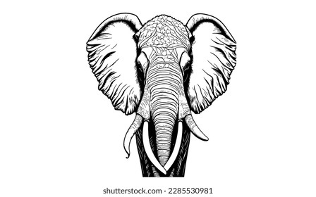 sketch of a elephant on white background free vector illustration 