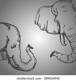 sketch of elephants. line art of elephant