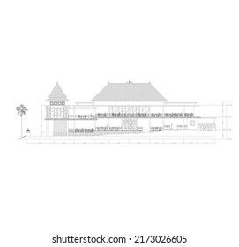 sketch of the elevation of the building for cafes and restaurants