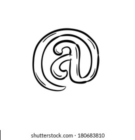 sketch of the e-mail sign on white background, isolated