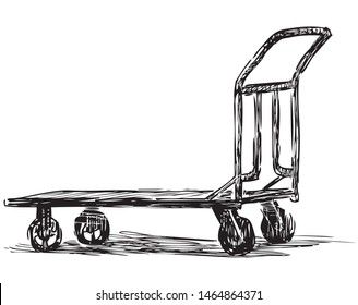Sketch of an empty cart for transportation of baggage
