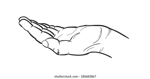 sketch of the empty human hand, isolated