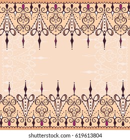 Sketch of endless stripes in henna tattoo style. Mehndi element for tattoo design, card backgrounds, print on clothes or else. Seamless pattern with vector stripes. 