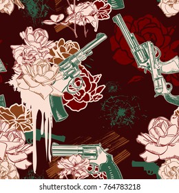  sketch engraving guns vector illustration pattern