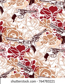  sketch engraving guns vector illustration pattern