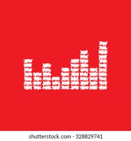 sketch equalizer icon on red background.