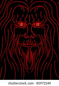 Sketch of an evil old man or wizard