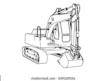 sketch of an excavator vector