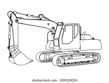 sketch of an excavator vector