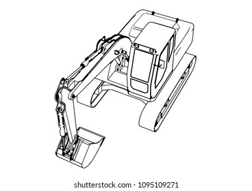sketch of an excavator vector