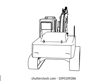 sketch of an excavator vector