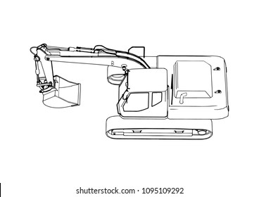 sketch of an excavator vector