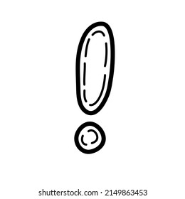 Sketch of exclamation mark. Hand drawn doodle icon. Sign symbol. Vector.