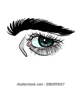 Sketch of an eye with an eyebrow. Vector element for design.
