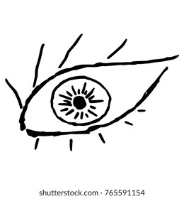 Sketch of the eye. Eye with eyelashes. Vector illustration.