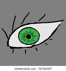 Sketch of the eye. Eye with eyelashes. Vector illustration.