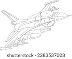 Sketch of F 16 fighter plane in maneuver