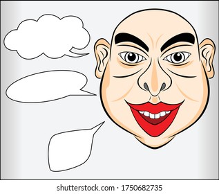 sketch face character with in bubble speech
