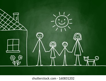 Sketch of family on blackboard