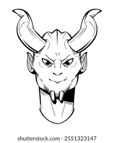 sketch fantasy devil face isolated