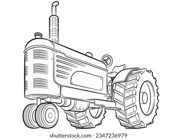 Sketch Farmland Field Tractor Old Machinery