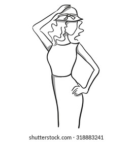 Sketch of fashion girl