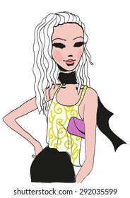 Sketch of fashion girl isolated on a white background
