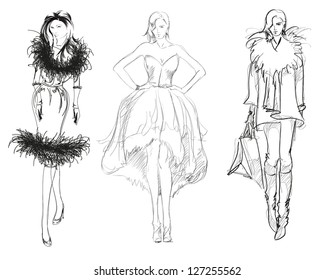 261,133 Fashion girls sketch vector illustration Images, Stock Photos ...