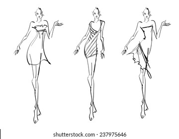 Set Vector Fashion Stylish Original Handdrawn Stock Vector (Royalty ...